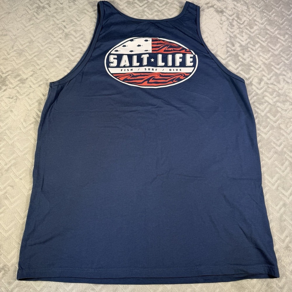 Salt Life Mens Tank Top 2XL Navy Blue Sleeveless Fishing Beach Muscle Shirt